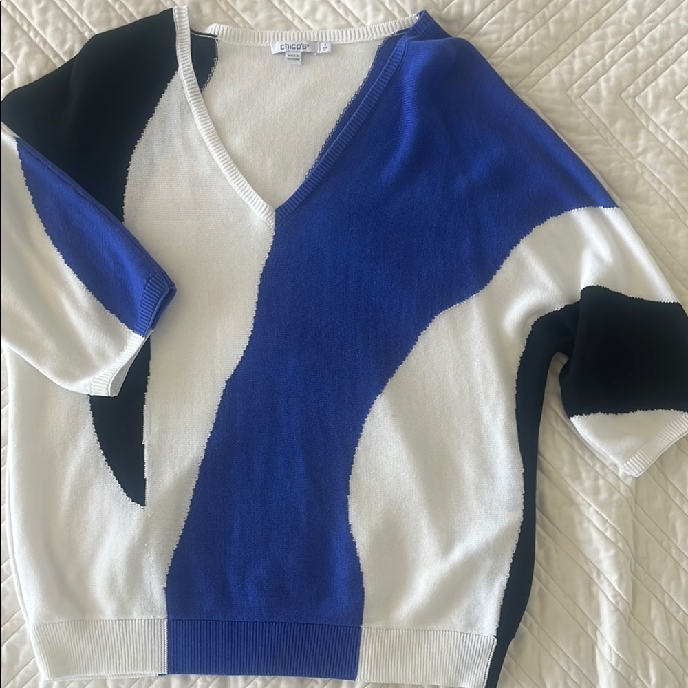Abstract Print Intarsia Sweater